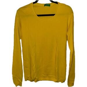 United Colors of Benetton Sweater Women Yellow Round Neck Pullover / XL